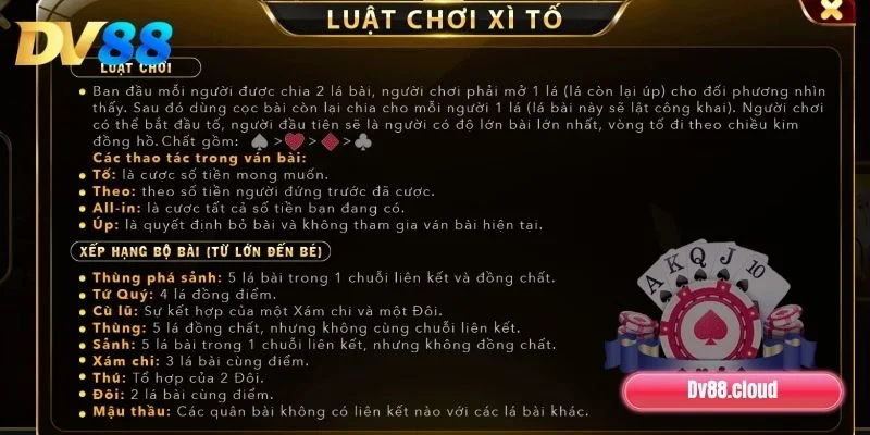 Hướng Dẫn Chơi Xì Tố DV88 Cơ Bản Cho Người Mới 3 Hướng dẫn chơi Xì Tố tại nhà cái DV88